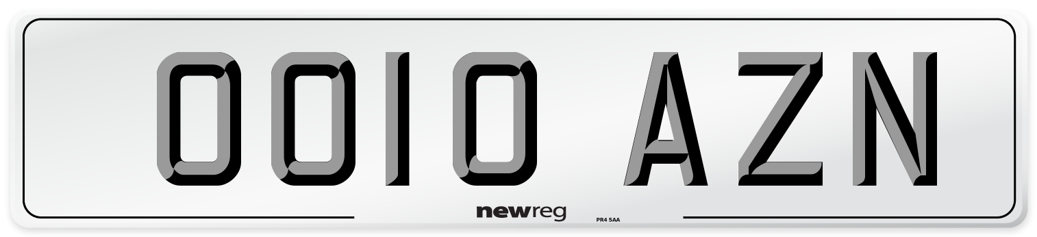 OO10 AZN Number Plate from New Reg